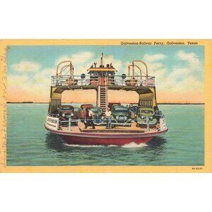 Postcard Galveston-Bolivar Ferry Galveston Texas Vintage Linen Unposted 1930-195